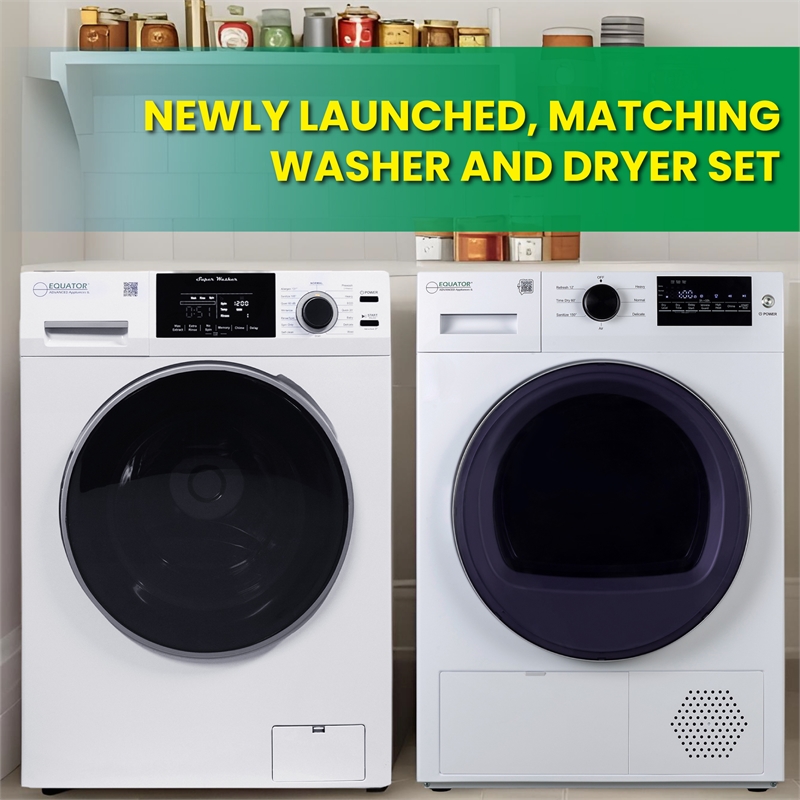 Pemberly Row Washer 1.9cf 110V + 20lbs Heat Pump Dryer 3.7cf 110V