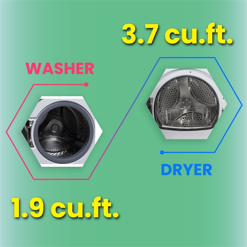 Pemberly Row Washer 1.9cf 110V + 20lbs Heat Pump Dryer 3.7cf 110V