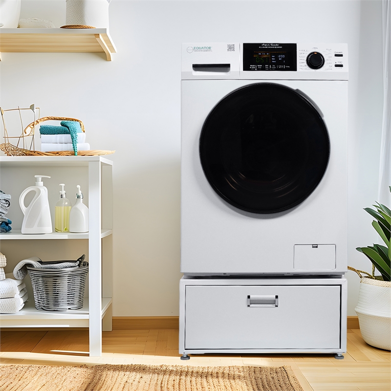Pemberly Row All-in-one Washer Dryer Ventless 15lbs 110V 1400RPM+Pedestal