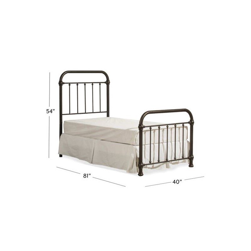 Pemberly Row Modern Twin Metal Spindle Panel Bed in Dark Bronze