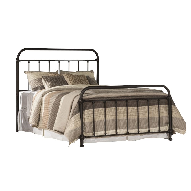 Pemberly Row Modern Full Metal Spindle Panel Bed in Dark Bronze