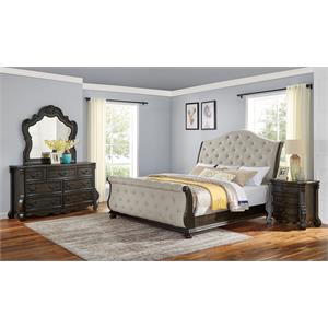 Pemberly Row Rhapsody Multi-step Molasses Queen 4-Piece Wood Sleigh Bedroom Set