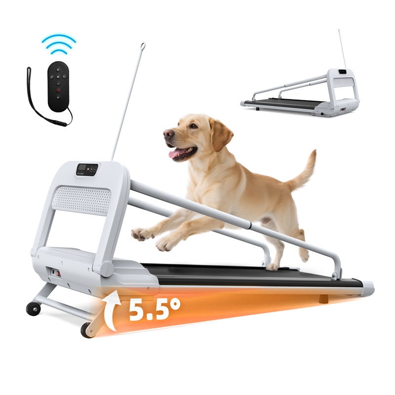 Pemberly Row Small/Medium Dogs Adjustable Speed w/ Incline Pet Treadmill - White