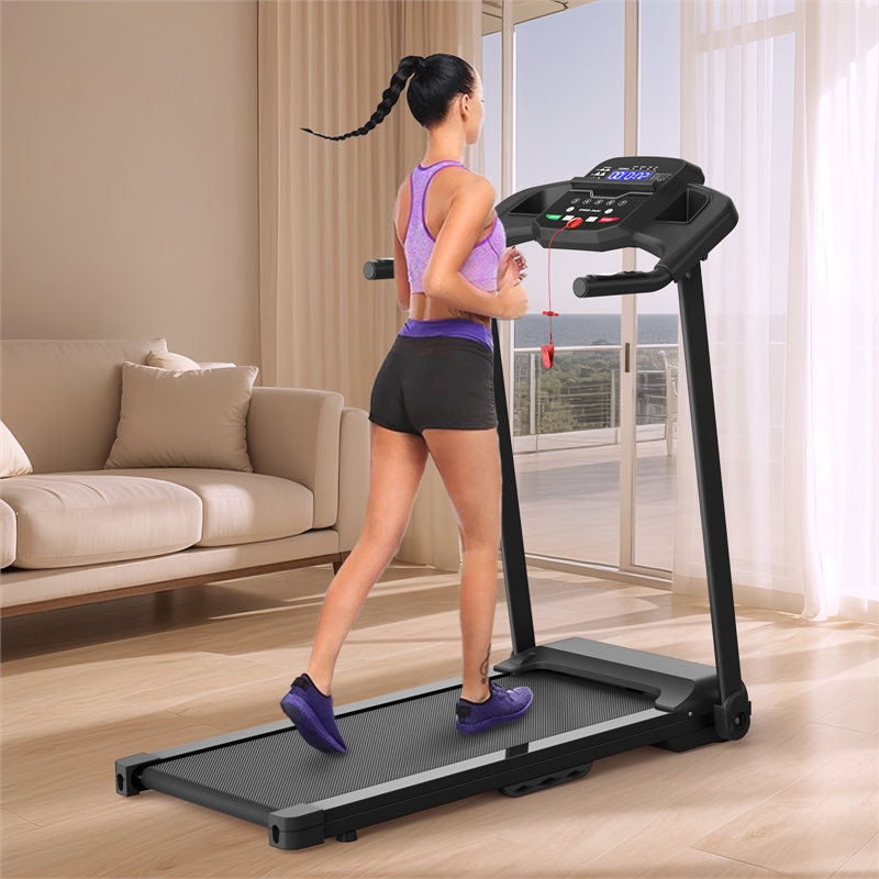 Pemberly Row 2.5HP Electric Folding Treadmill for Home Gym in Black