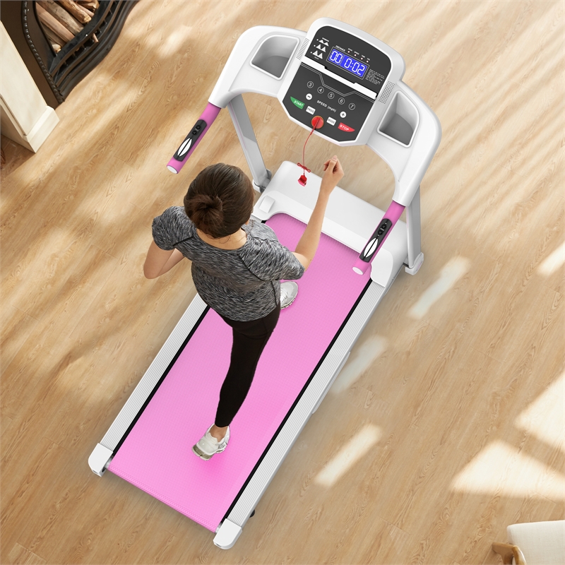 Pemberly Row 2.5HP Electric Folding Treadmill for Home Gym in Pink