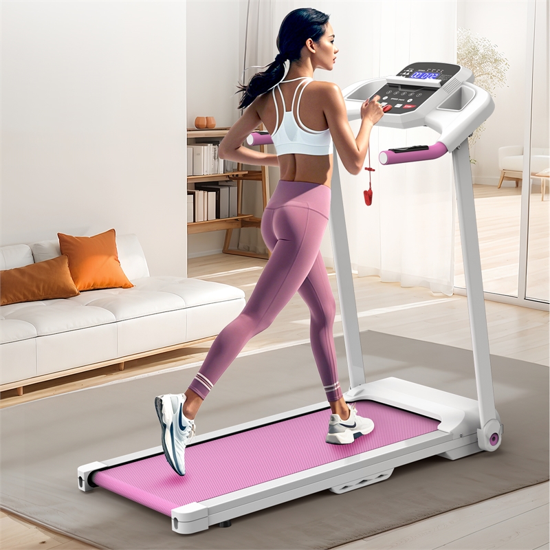 Pemberly Row 2.5HP Electric Folding Treadmill for Home Gym in Pink