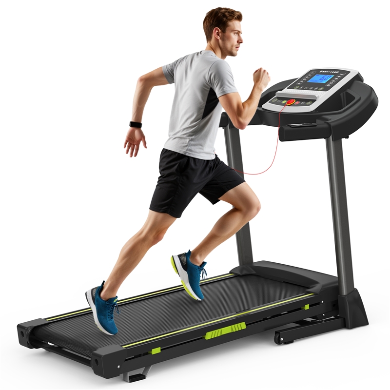 Pemberly Row 12 Programs Portable Electric 3.5HP Treadmill for Home in Green