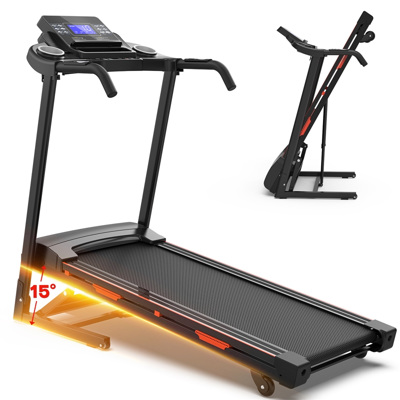 Pemberly Row 3.5HP 8.5MPH Black Treadmill w/ Heart Rate Sensor & Incline