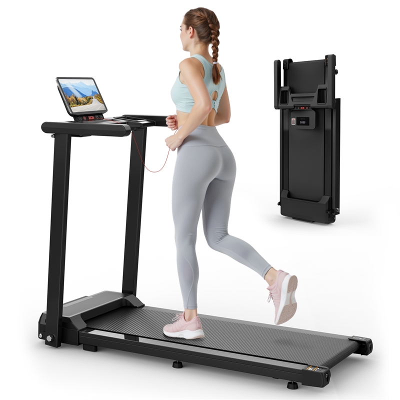 Pemberly Row 2.5HP Black Foldable Treadmills with LED Display Walking Pad