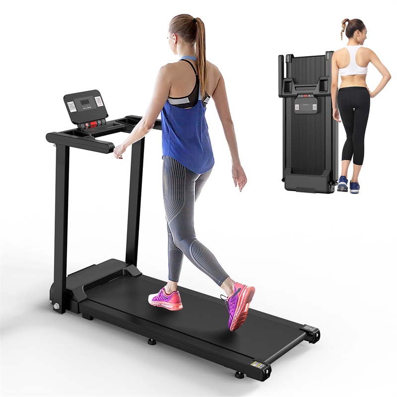 Pemberly Row 2.5HP Black Foldable Treadmills with LED Display Walking Pad