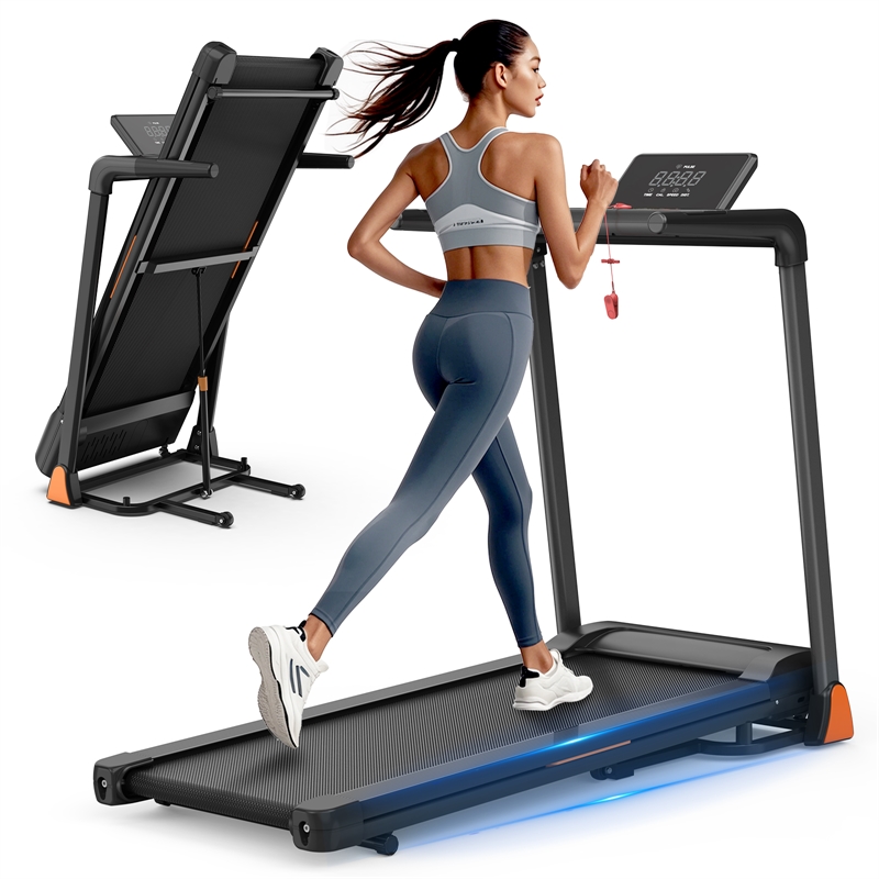 Pemberly Row 3.5 HP 0.5-8.5MPH LED Display Foldable Treadmill for Home in Black