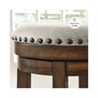 Pemberly Row Farmhouse Polyester Beige & Brown Upholstered Swivel Stool