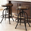 Pemberly Row Farmhouse Wood Brown & Black Swivel Barstool - Set of 2