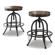 Pemberly Row Farmhouse Wood Brown & Black Swivel Barstool - Set of 2
