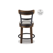 Pemberly Row Farmhouse Polyester Beige & Brown Upholstered Swivel Barstool