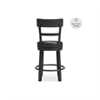 Pemberly Row Transitional Wood Black Upholstered Swivel Barstool