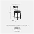 Pemberly Row Transitional Wood Black Upholstered Swivel Barstool