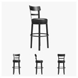 Pemberly Row Transitional Wood Black Tall Upholstered Swivel Barstool