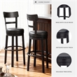 Pemberly Row Transitional Wood Black Tall Upholstered Swivel Barstool