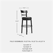 Pemberly Row Transitional Wood Black Tall Upholstered Swivel Barstool