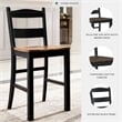 Pemberly Row Contemporary Wood Brown & Black Barstool - Set of 2