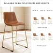 Pemberly Row Faux Leather Brown & Gold Upholstered Barstool - Set of 2