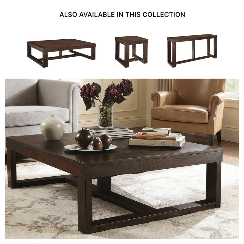 Pemberly Row Contemporary Wood Brown Rectangular Cocktail Table