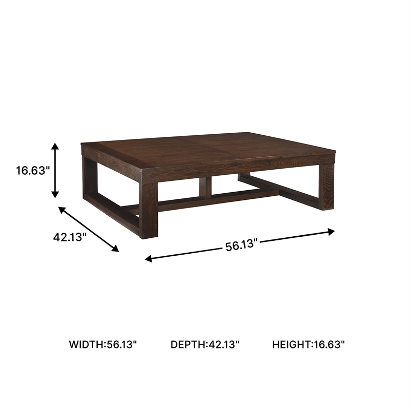 Pemberly Row Contemporary Wood Brown Rectangular Cocktail Table