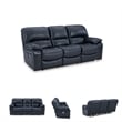 Pemberly Row Contemporary Leather Reclining Power Sofa in Blue