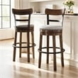Pemberly Row Farmhouse Polyester Beige & Brown Tall Swivel Barstool