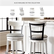 Pemberly Row Farmhouse Polyester Beige & White Tall Swivel Barstool
