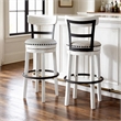 Pemberly Row Farmhouse Polyester Beige & White Tall Swivel Barstool