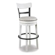 Pemberly Row Farmhouse Polyester Beige & White Tall Swivel Barstool