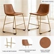 Pemberly Row Contemporary Faux Leather Brown & Gold Dining Side Chair - Set of 2