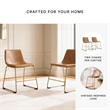 Pemberly Row Contemporary Faux Leather Brown & Gold Dining Side Chair - Set of 2