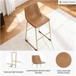 Pemberly Row Contemporary Faux Leather Brown & Gold Tall Barstool - Set of 2
