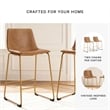 Pemberly Row Contemporary Faux Leather Brown & Gold Tall Barstool - Set of 2