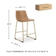 Pemberly Row Contemporary Faux Leather Brown & Gold Tall Barstool - Set of 2
