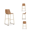 Pemberly Row Contemporary Faux Leather Brown & Gold Tall Barstool - Set of 2