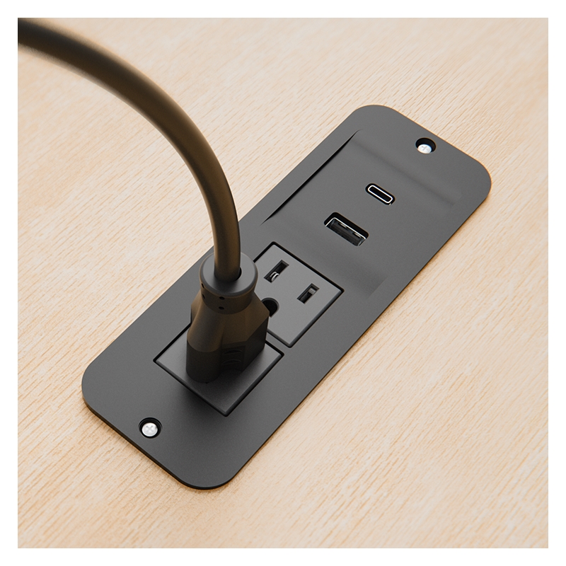 Pemberly Row Plastic 120V (x2) USB-A & USB-C PD Power Station in Black