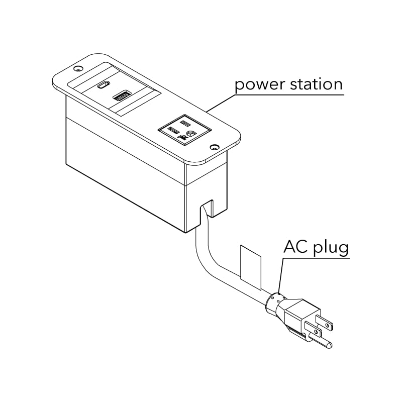 Pemberly Row Plastic 120V USB-A & USB-C PD Power Station in Black