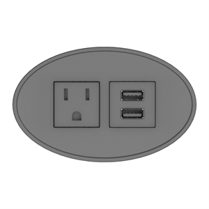 Pemberly Row Plastic Modern USB-A Oval 120V Power Station in Black