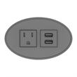 Pemberly Row Plastic Modern USB-A Oval 120V Power Station in Black