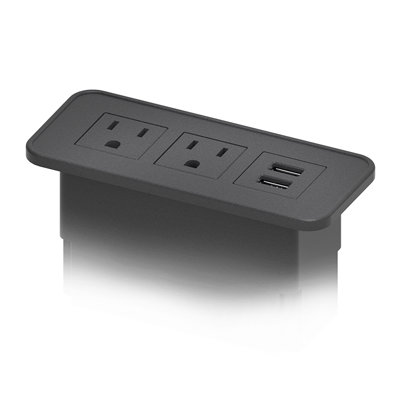 Pemberly Row Plastic USB-A Rectangle 120V Power Station in Black