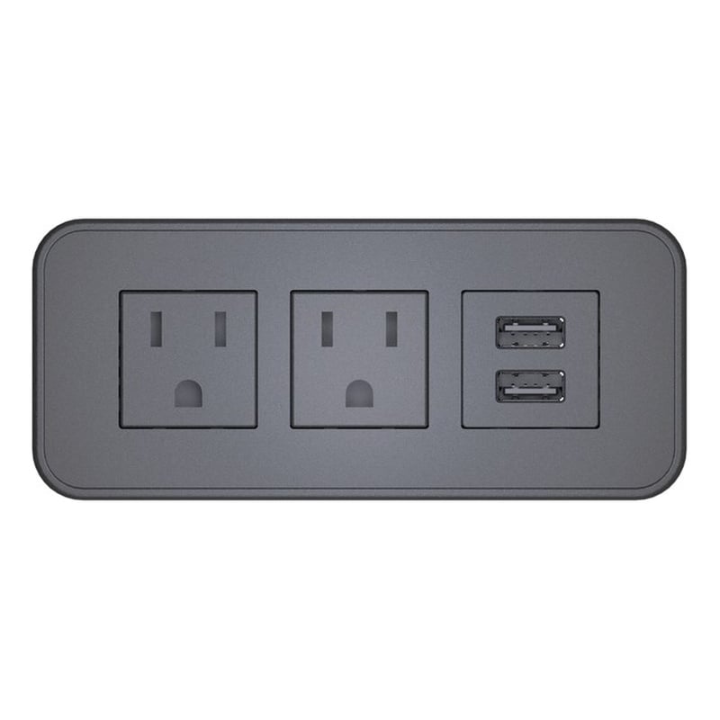 Pemberly Row Plastic USB-A Rectangle 120V Power Station in Black