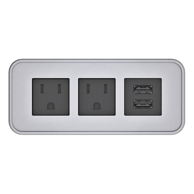 Pemberly Row Plastic USB-A Rectangle 120V Power Station in Silver