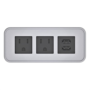 Pemberly Row Plastic USB-A Rectangle 120V Power Station in Silver