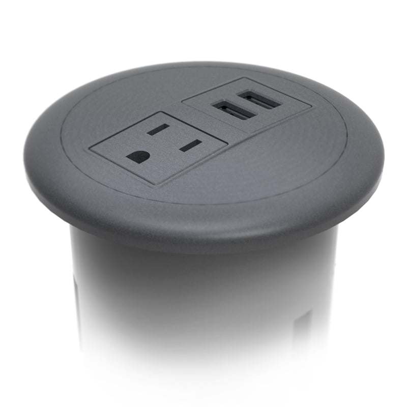 Pemberly Row Plastic Modern USB-A Dome 120V Power Station in Black