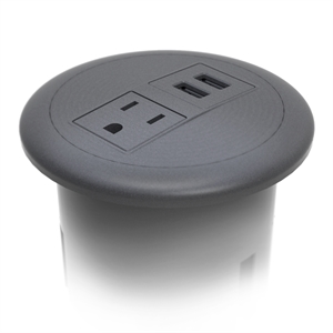 Pemberly Row Plastic Modern USB-A Dome 120V Power Station in Black