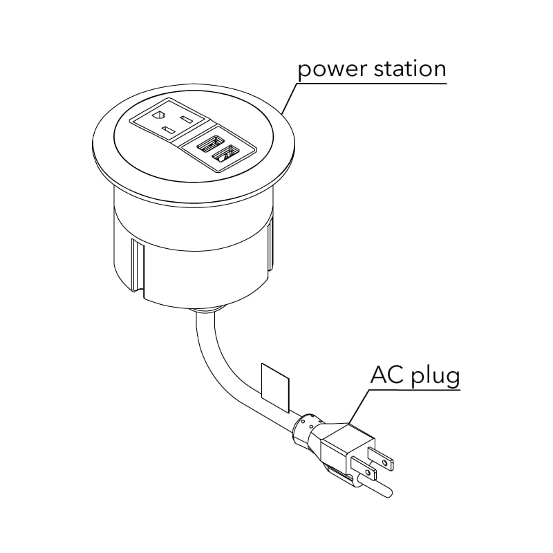 Pemberly Row Plastic Modern USB-A Dome 120V Power Station in White